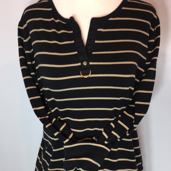 RALPH LAUREN long sleeve Top . Black/Cream - Picture 9 of 10